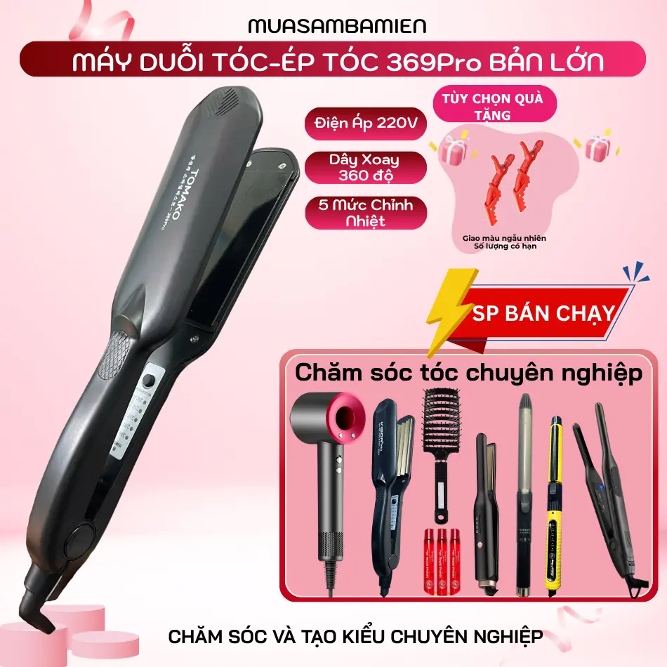 Máy duỗi tóc Bản lớn 369 Pro hàn quốc chỉnh nhiệt cao cấp chuẩn salon tóc